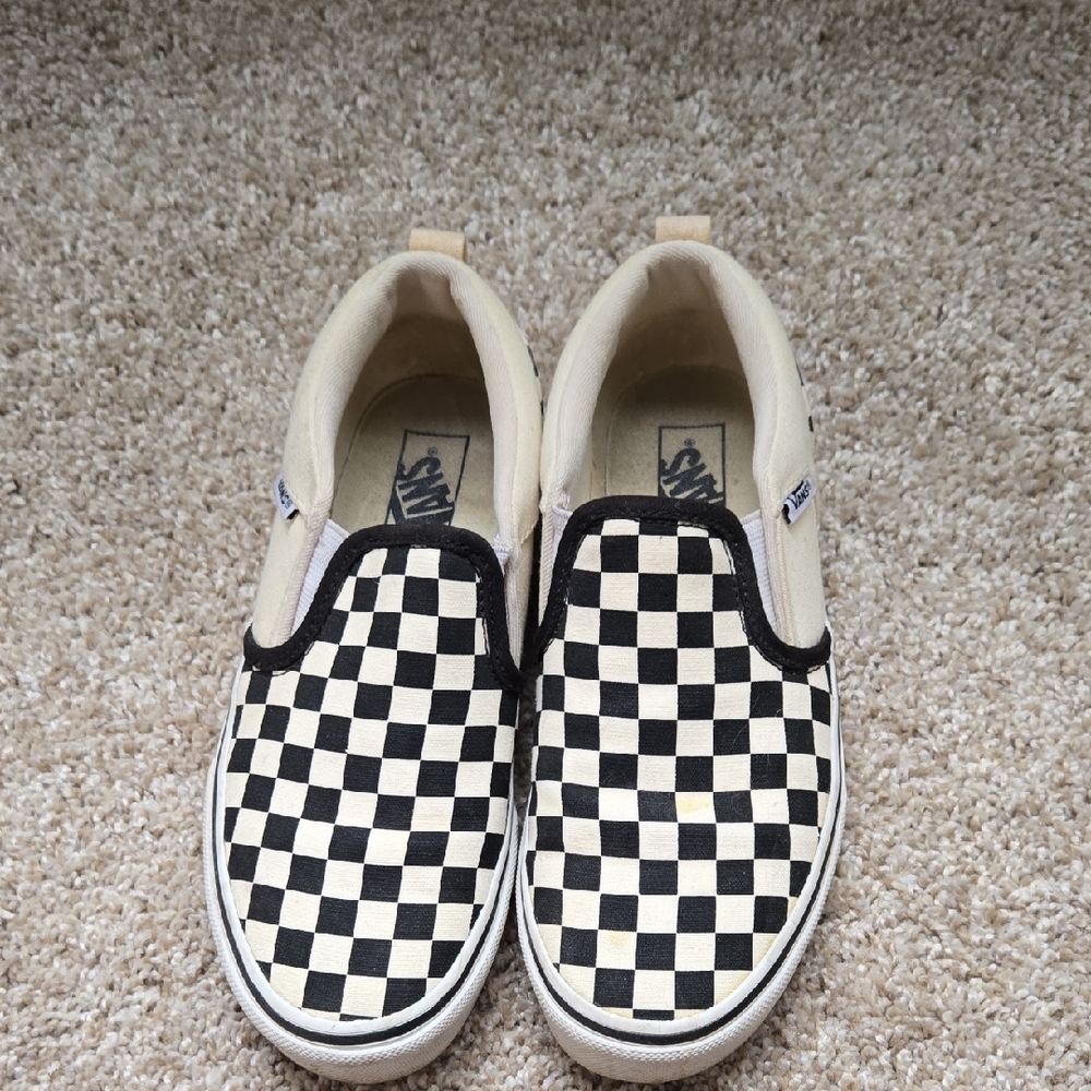 Vans Kids Checkered Slip-On Sneakers - Black and Cream